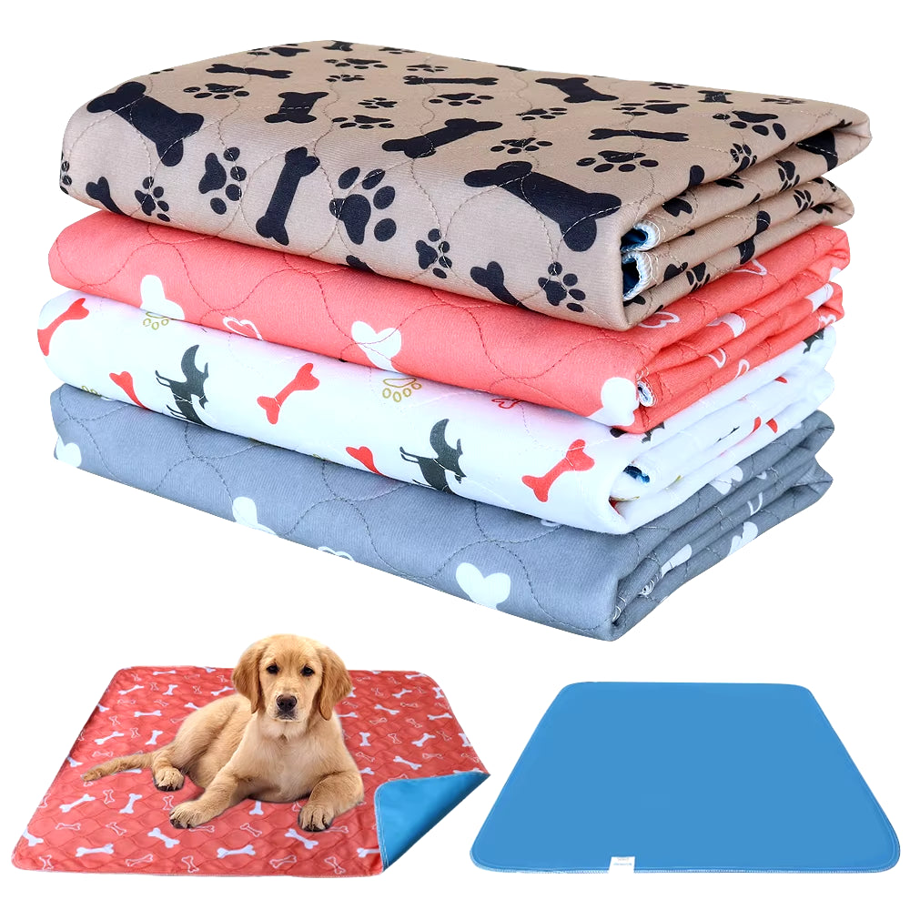 Reusable Pet Urine Pad Washable Dog Cat Diaper Mat 3 Layer Absorbent Dogs Diapers Pads Bone Paw Print for Sofa Bed Floor