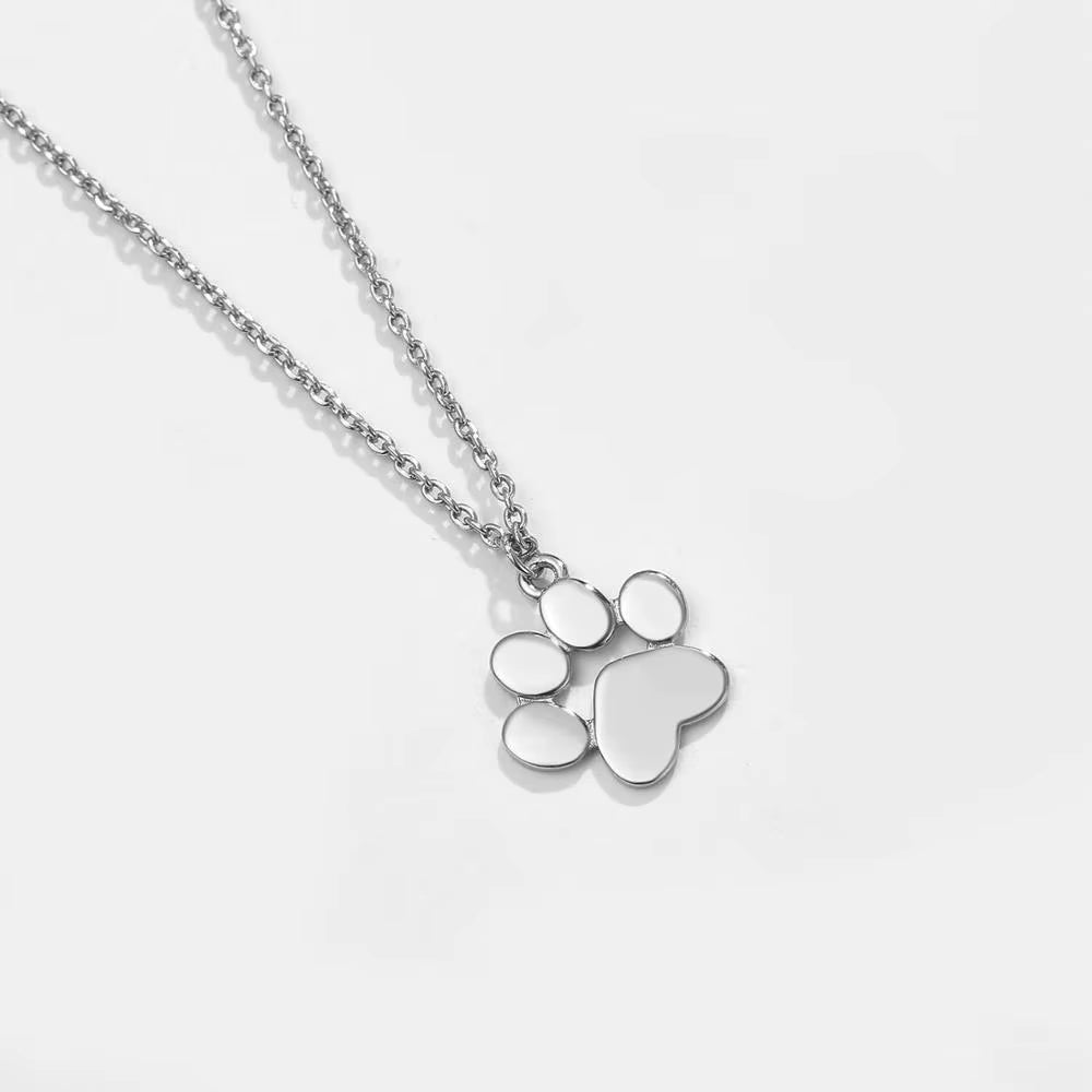 HOT SALE Real 925 Silver Cute Animal Footprints Dog Cat Footprints Paw Necklaces Pendants for Women Fine Jewelry Gifts